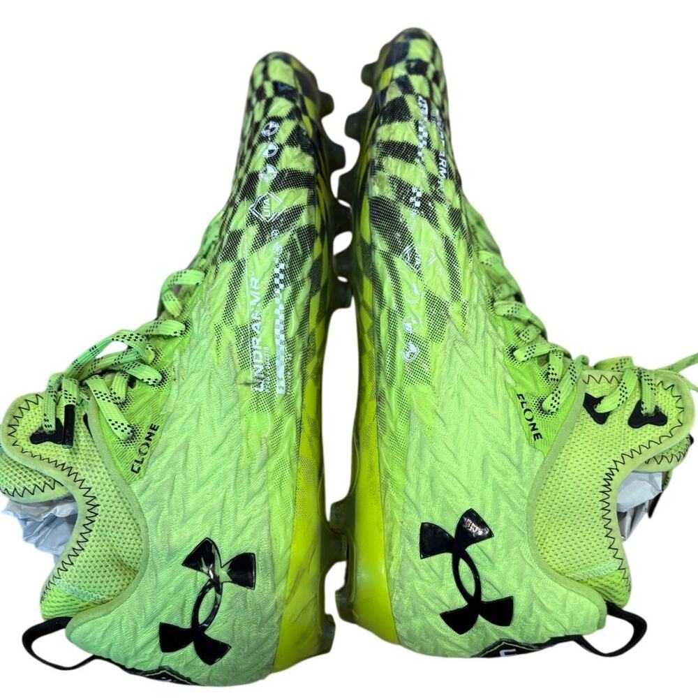 Under Armor Spotlight Clone MC LE DayGlo Lime Green Football Cleats Size 10.5